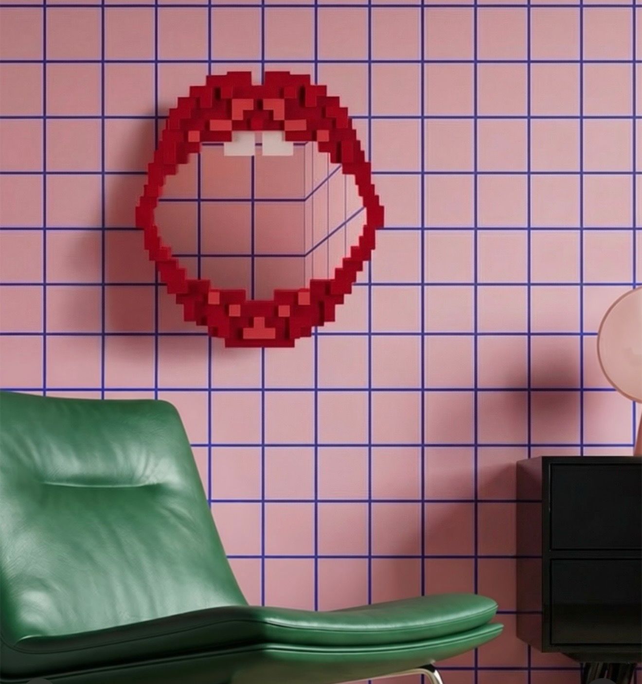 Pixel Mirror Heart wall designed by Roberto Bruno for Seletti