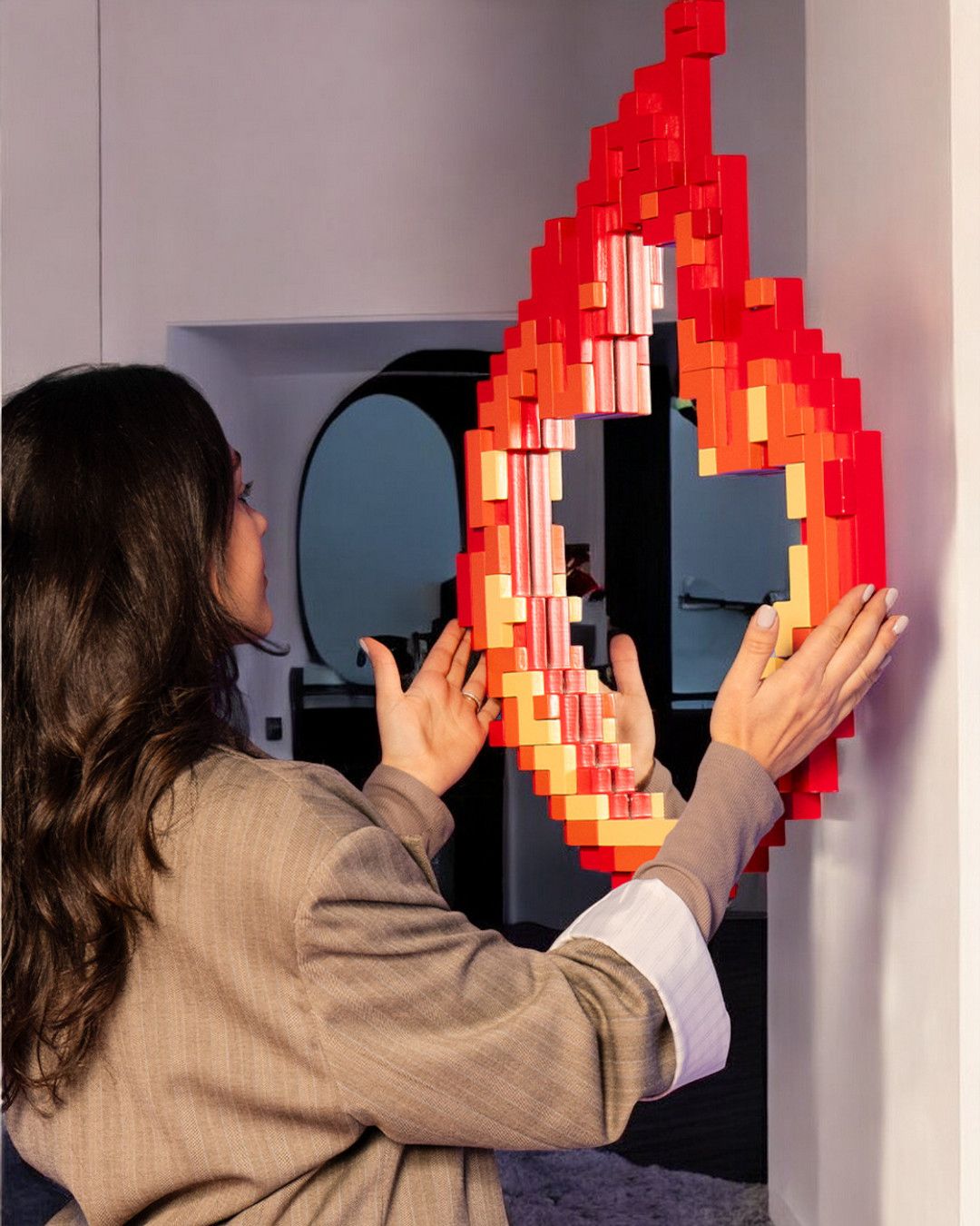 Pixel Mirror Flame designed by Roberto Bruno for Seletti