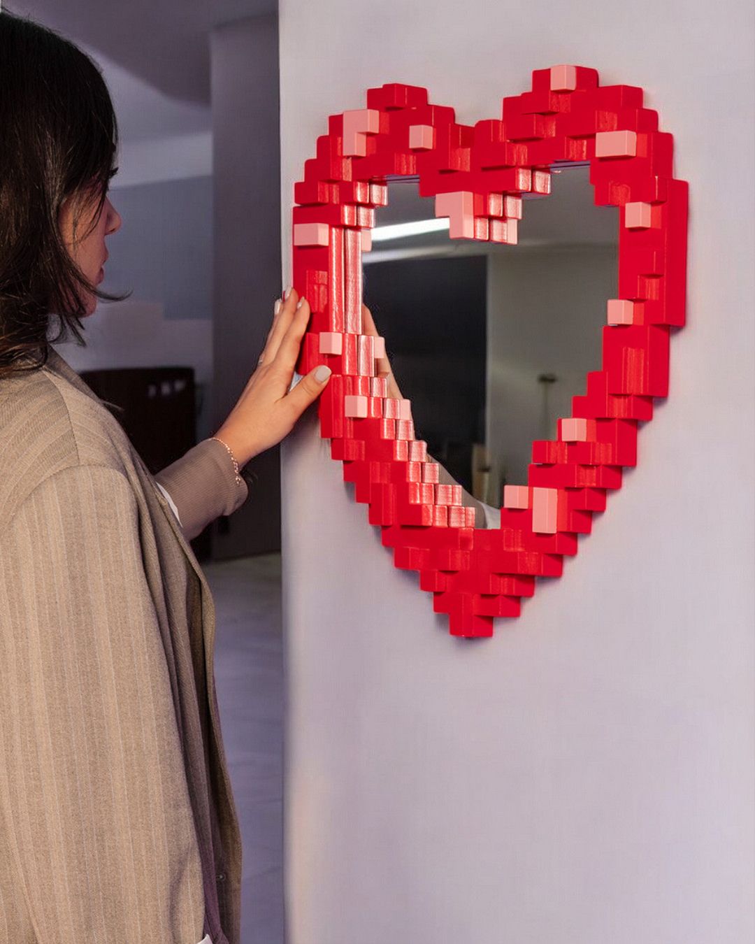 Pixel Mirror Heart designed by Roberto Bruno for Seletti